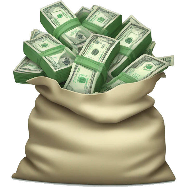 bag of money bursting with green stacks of cash emoji