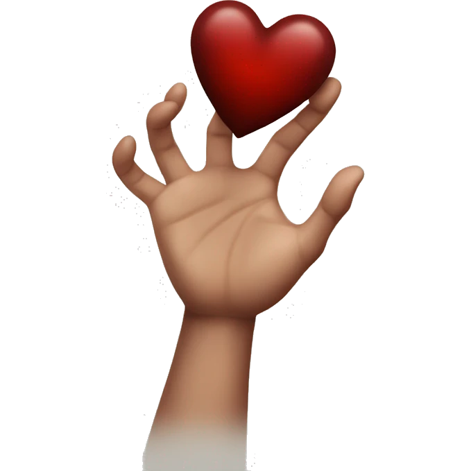 The hand with veins that clutches the dark red heart emoji