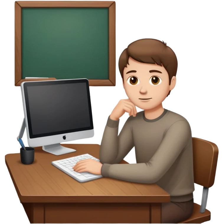 white Guy sitting at desk emoji