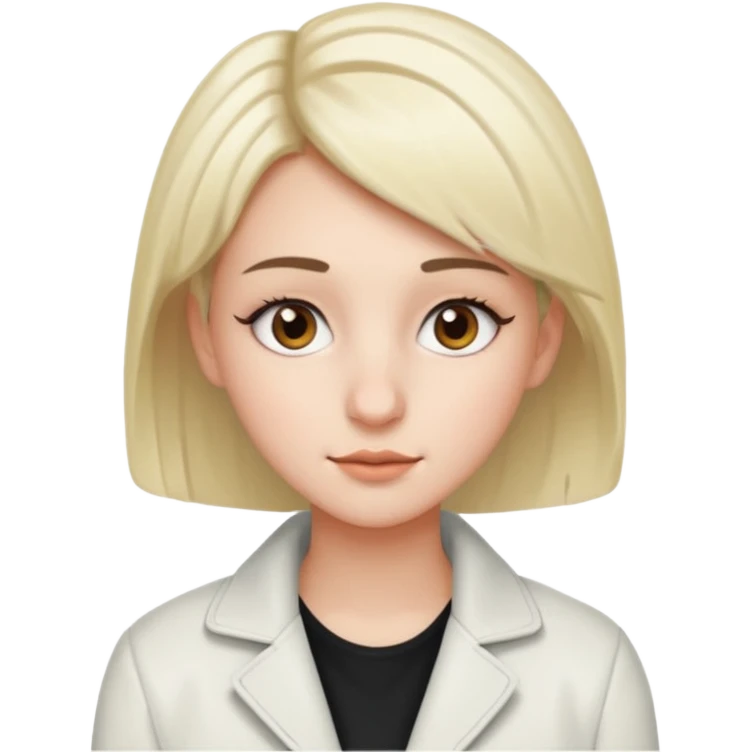 18 year old with very short gradient hair, brown eyes and long lashes, big nose and he is wear a white jacket emoji