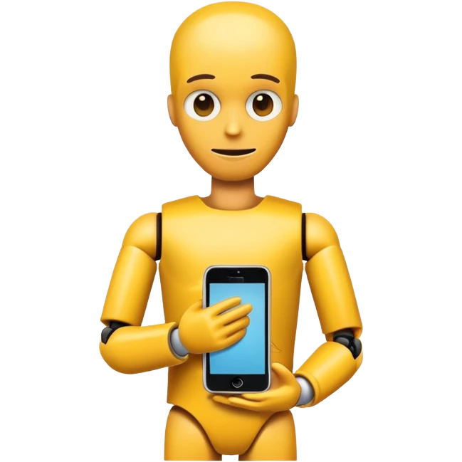 crash test dummy with iphone emoji