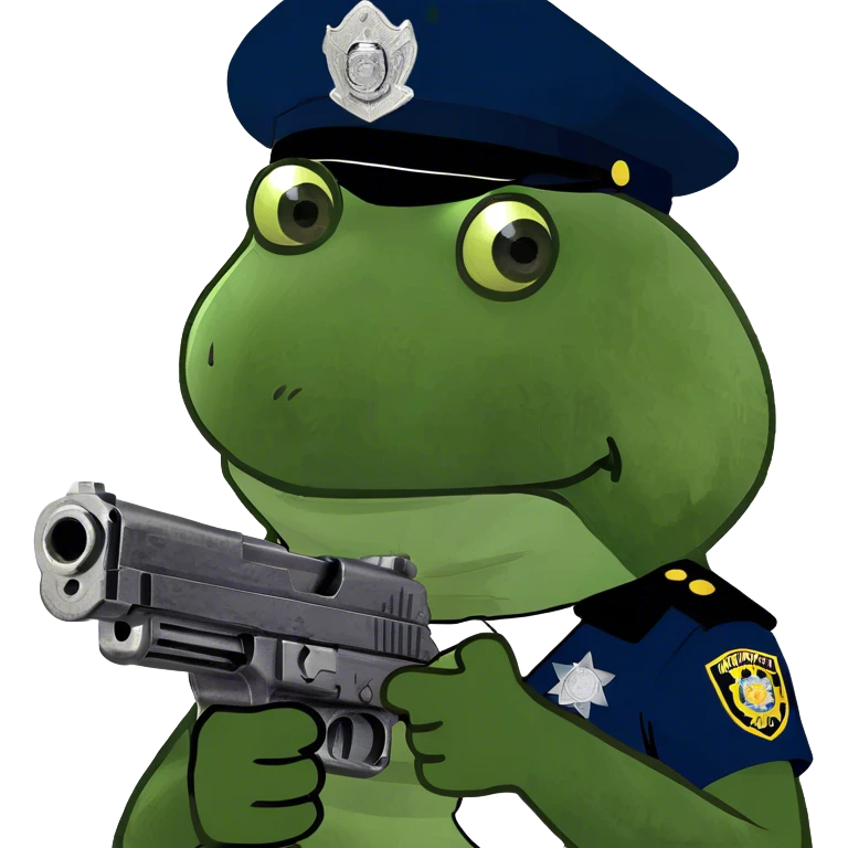 holding a gun, wearing a cop outfit emoji