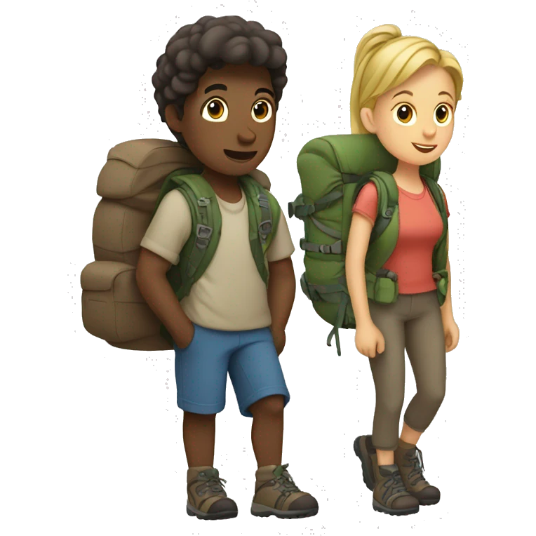 boy and girl hiking together  emoji