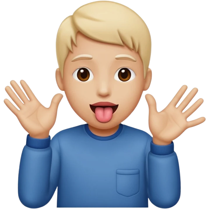 Tongue out with hands to the side emoji