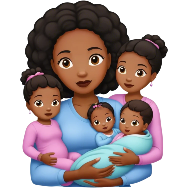 black mom with 4  daughters one is a baby emoji