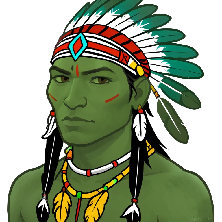 Brown skin apache with paint and feathers emoji