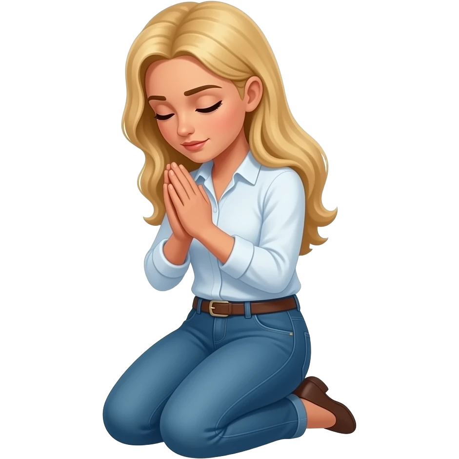 Dark Blond sexy  woman 29 years old   about 32 years old kneeling and praying full front view emoji