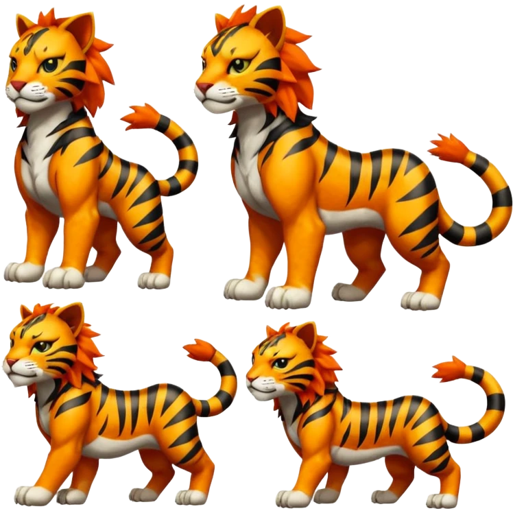 Pyroar-Sprigatito-Torracat-Litten-Luxray-Tigress-Tiger-Liger-Hybrid-Fakemon-Creature (full body) emoji