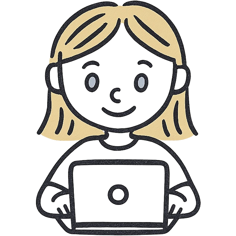 Blonde girl with blue eyes working on a laptop emoji