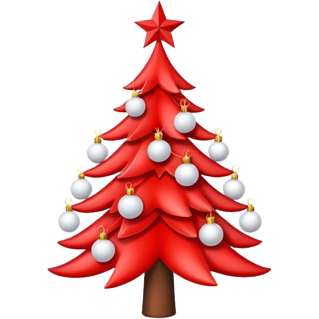 red Christmas tree with white star and white Christmas balls emoji
