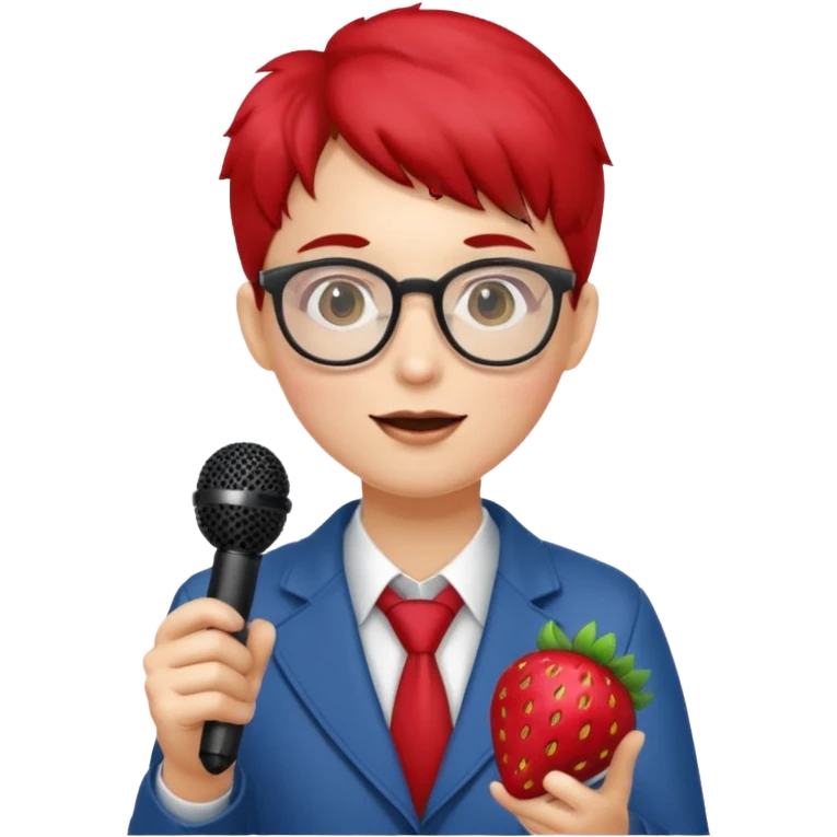 strawberry fruit be hand the mic glasses  emoji