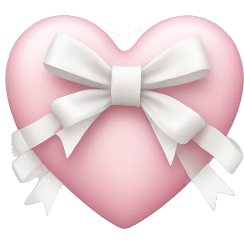 Pastel pink heart with white bow emoji