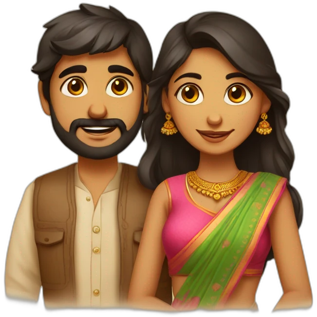 cute indian couple south indian girl from Kerala and a bearded Gujarati boy emoji