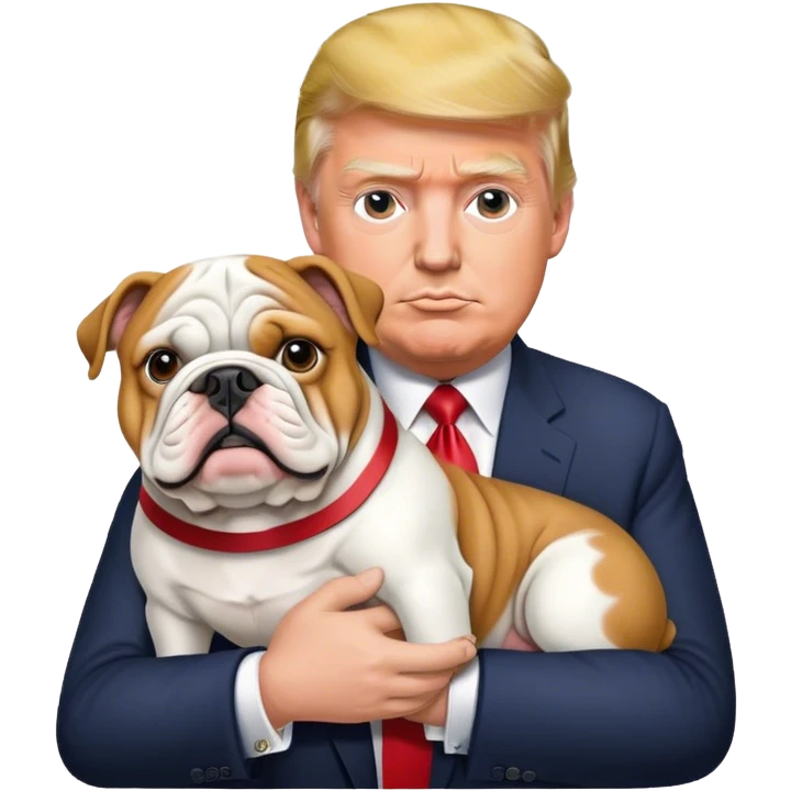 Donald Trump holding English Bulldog emoji