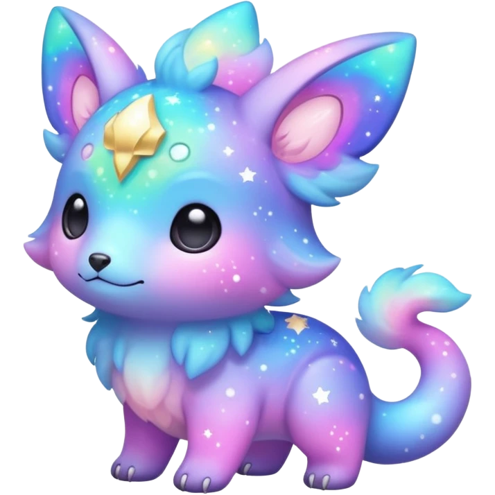 Cute adorable kawaii colorful pastel nebula fantasy animal hybrid Fakemon full body emoji