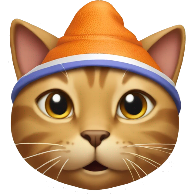 cat playing basketball wearing a birthday hat emoji