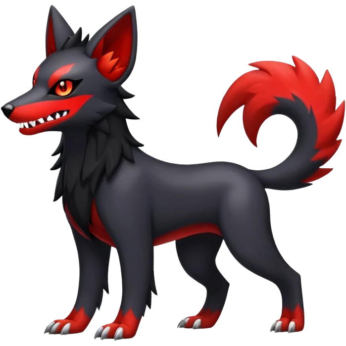 Shiny Exotic Excessive Mysterious Houndour-Poochyena-Pokémon-Fakémon-hybrid-creature (full body) emoji