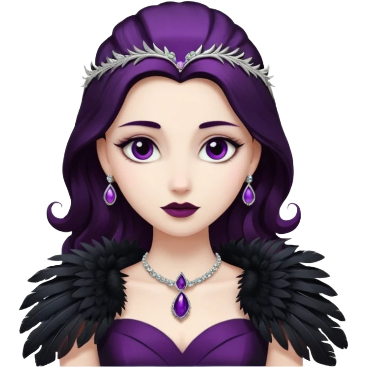 feather brooch + plum black gown,Shadow Princesses. emoji