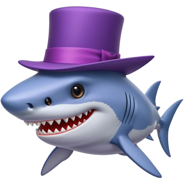 Shark with a top hat that's purple emoji