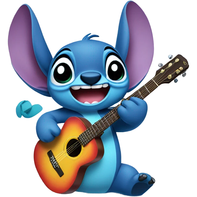 Stitch with a guitar  emoji