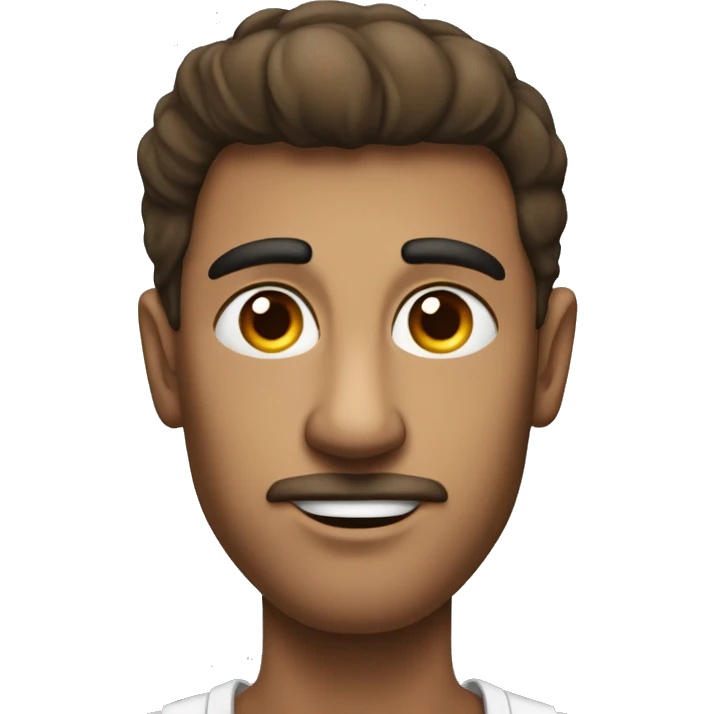 Un homme avec une tête carré et des yeux ecartés emoji