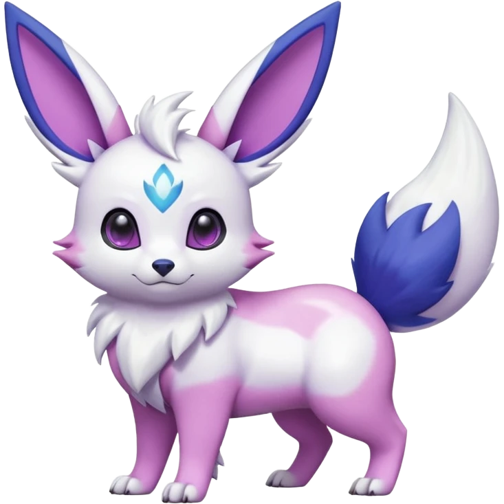 Frosty Albino Shiny White with Violet and Indigo and pink markings Eevee-Liepard-Zangoose-Pokémon-Digimon-Fakémon-fusion-hybrid-creature emoji