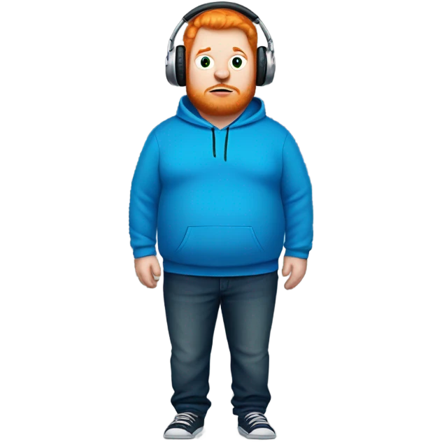 Fat ginger man with blue hoodie who’s VERY FAT and who plays games with headphones emoji