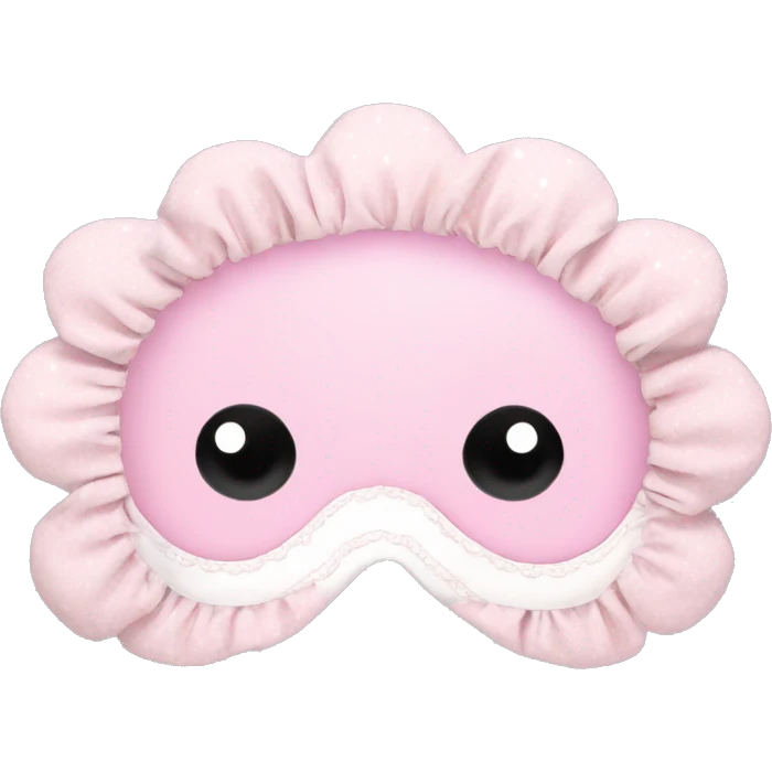 Light pink Frilly sleep mask with white stars emoji