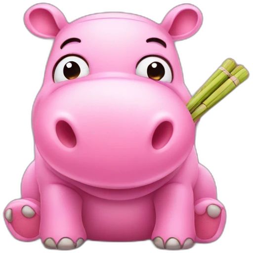 cute pink hippo with cricket wickets emoji