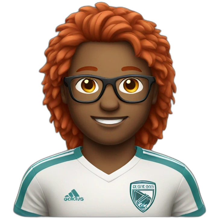 Soccer player with glasses and red hair emoji