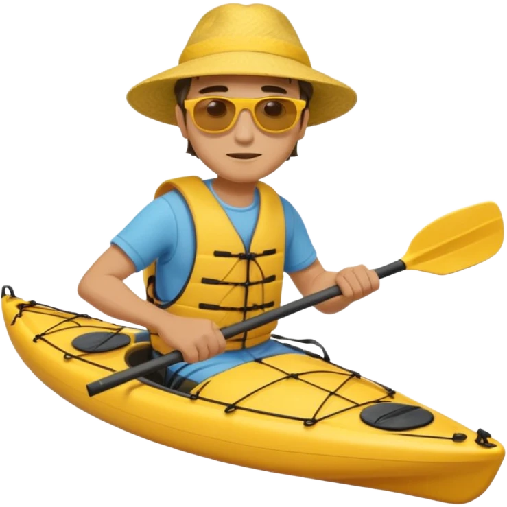 Yellow sea kayak with male paddler emoji