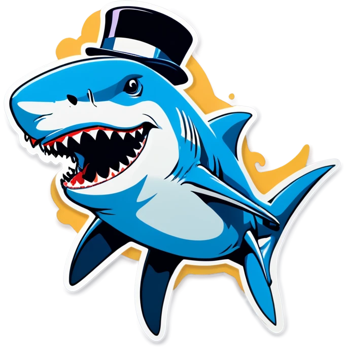 Shark with a top hat emoji