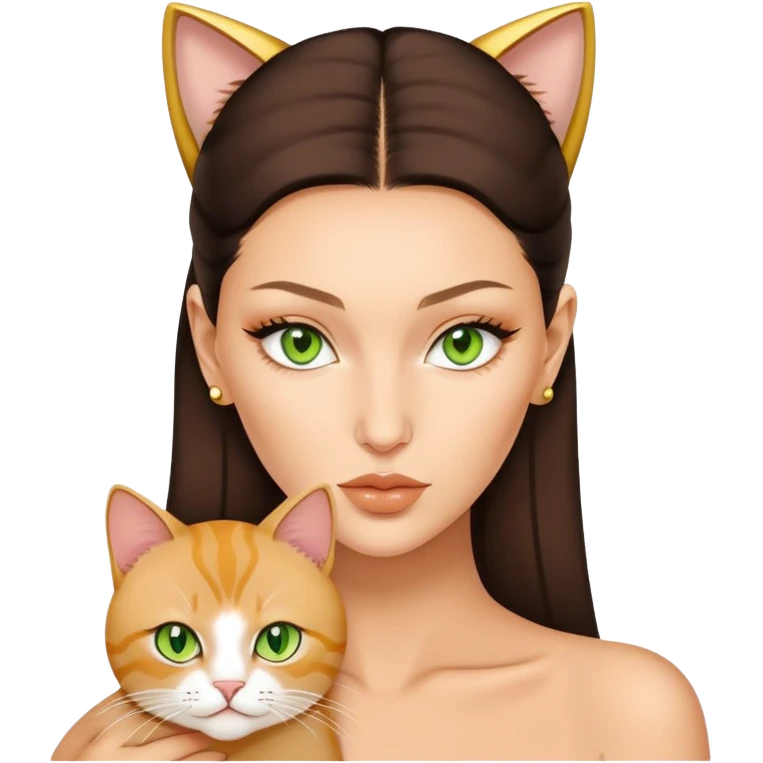 Bella Hadid and one golden baby fat green eyes cat  emoji