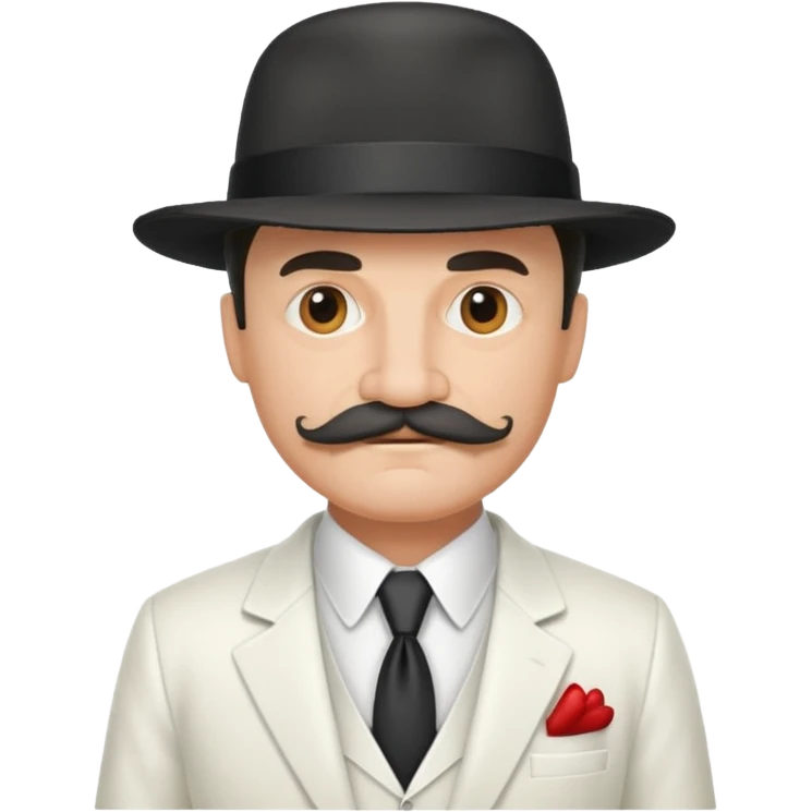 middle aged mobster with white colored suit and hat and mustache emoji