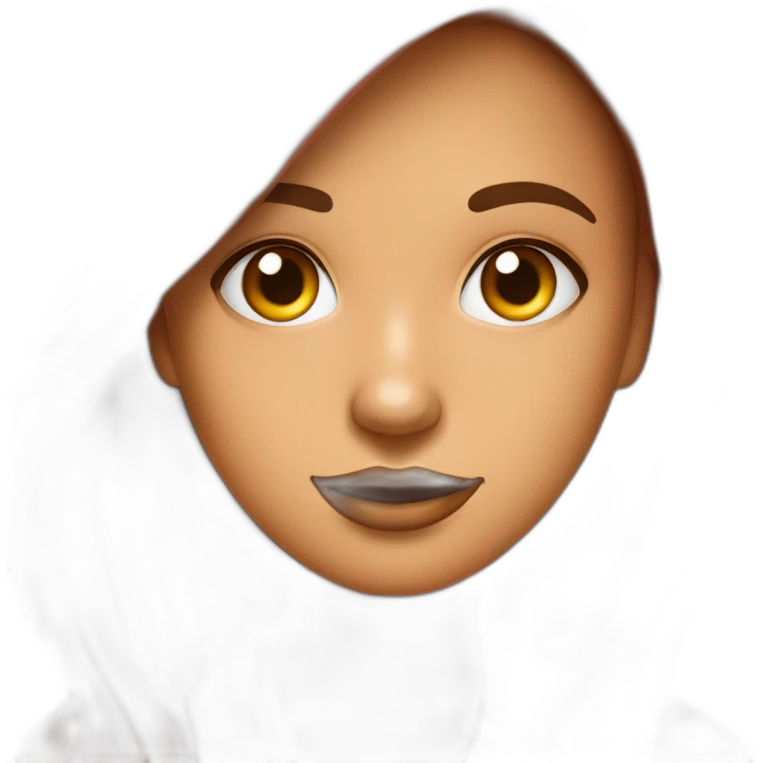 Chica cabello marron ojos marrones chaqueta rosa con laptop emoji