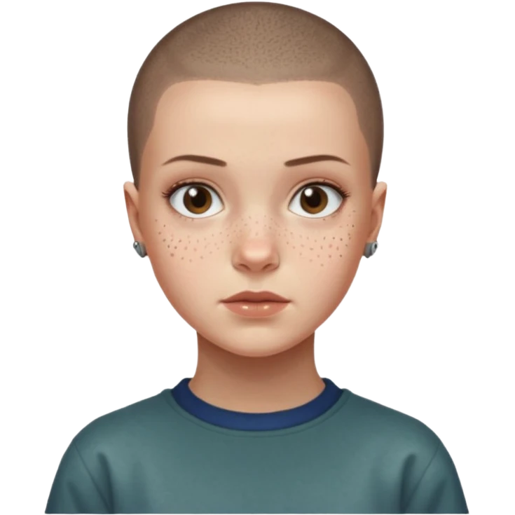 Eleven from stranger things with a buzz cut emoji