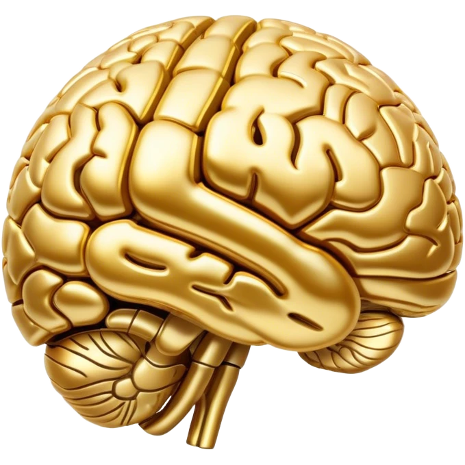 portrait of Gold metallic brain  emoji