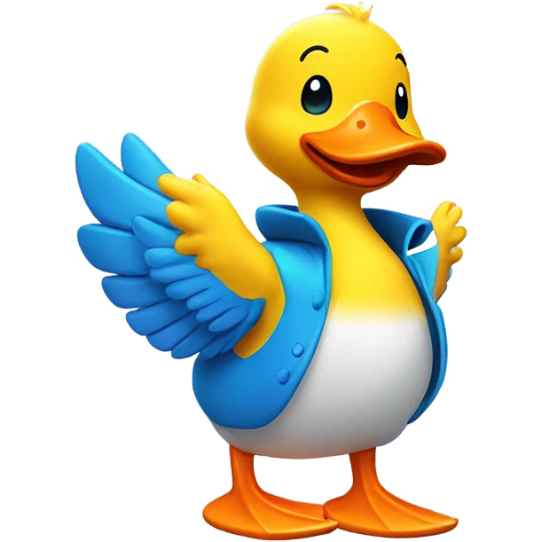 🦆 Dow Dow Emoji – A cute, vibrant yellow duck with a cheerful expression, wearing orange boots and striped blue-and-white socks. Dow Dow has a friendly, adventurous pose, one wing raised in a salute. Inspired by the Dodo, it symbolizes resilience, simplicity, and environmental awareness. Perfect for adding warmth and positivity to messages! 🌱✨ emoji