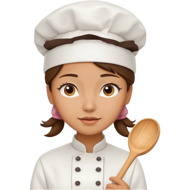 Young female baker – wearing white chef hat

 emoji
