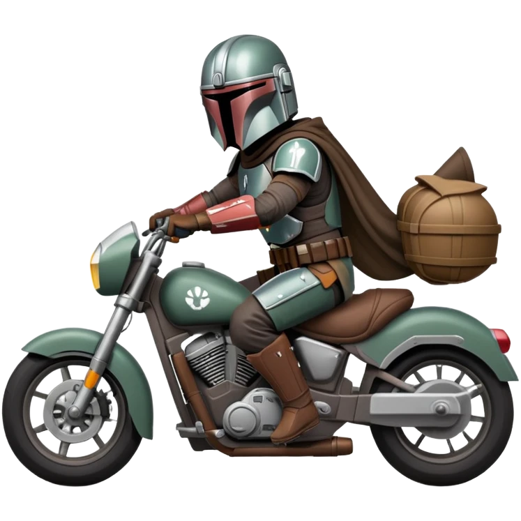 Mandalorian on a motorcycle emoji