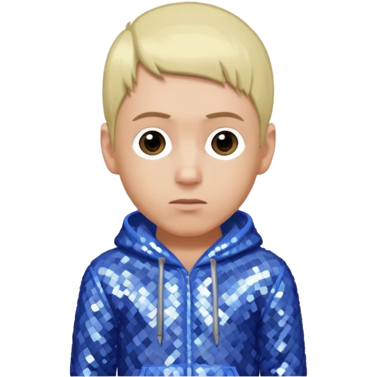 Eminem with blonde hair, periwinkle sequin outfit  emoji