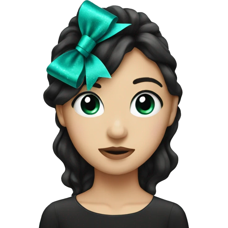 glitter black and teal bow emoji