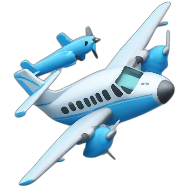 blue yeti fyling an airplane emoji