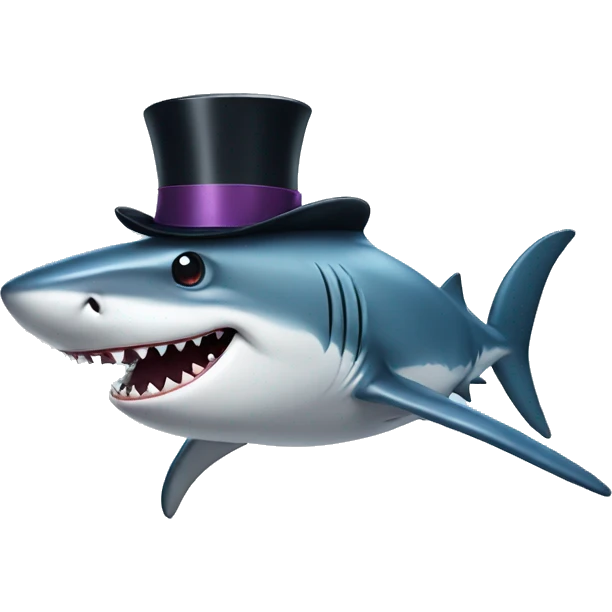 Shark with a top hat emoji
