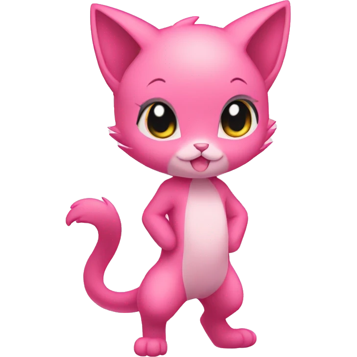 Pink Chibi Anthro Mew-Pokémon full body emoji