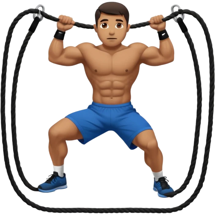 man doing Plank Waves in a crossfit training , with ropes emoji