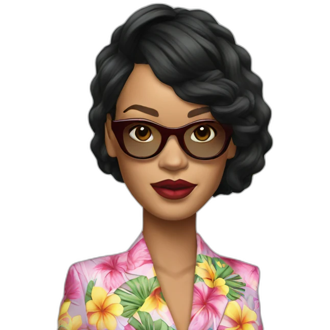 rihanna wearing a hawaii suit hyperrealistic emoji