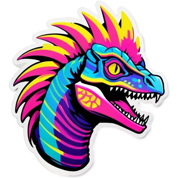 Vaporwave dilophosaurus head logo emoji
