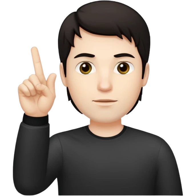 White man darl hair and neutral expression with middle finger emoji