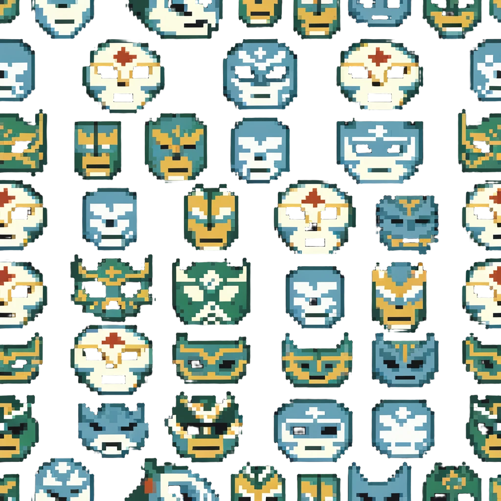 forest green, cream, and Carolina blue luchador mask emoji